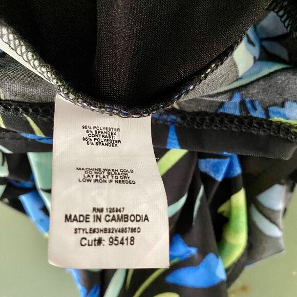 Ava & Grace One Piece Top Leaf Print Attached Black Tank Front Women's Medium - Picture 9 of 9